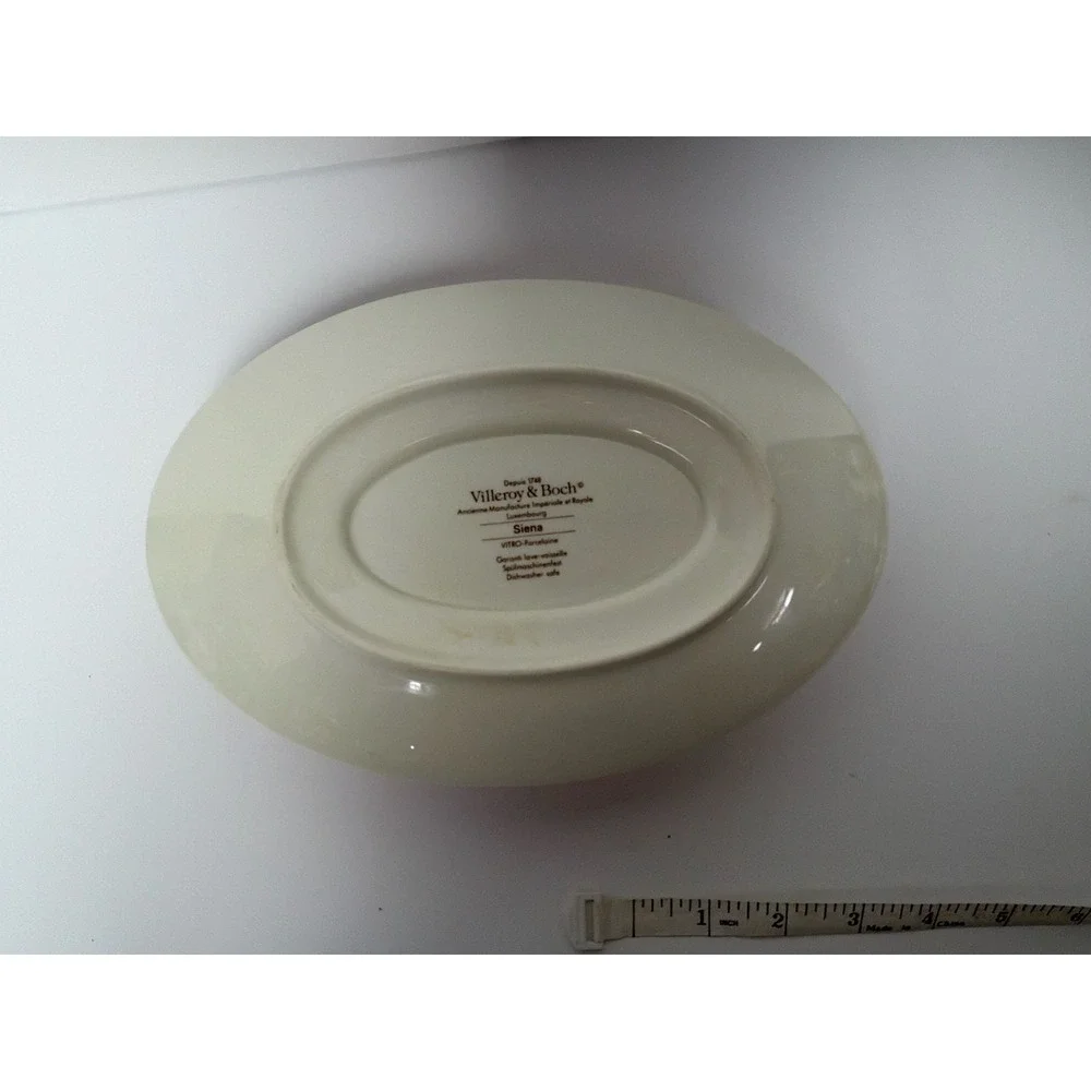 Villeroy & Boch Siena Gravy‎ Boat with Attached Underplate Orange Marble